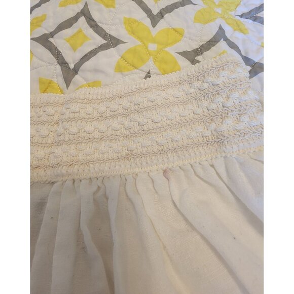 White Cotton Elastic Waist Mini Skirt With Shirred Detailing & Flowy Design - Picture 4 of 14